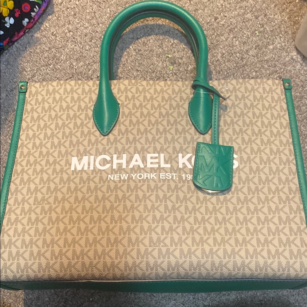 Michael Kors Mirella Palmetto Green Medium Tote
